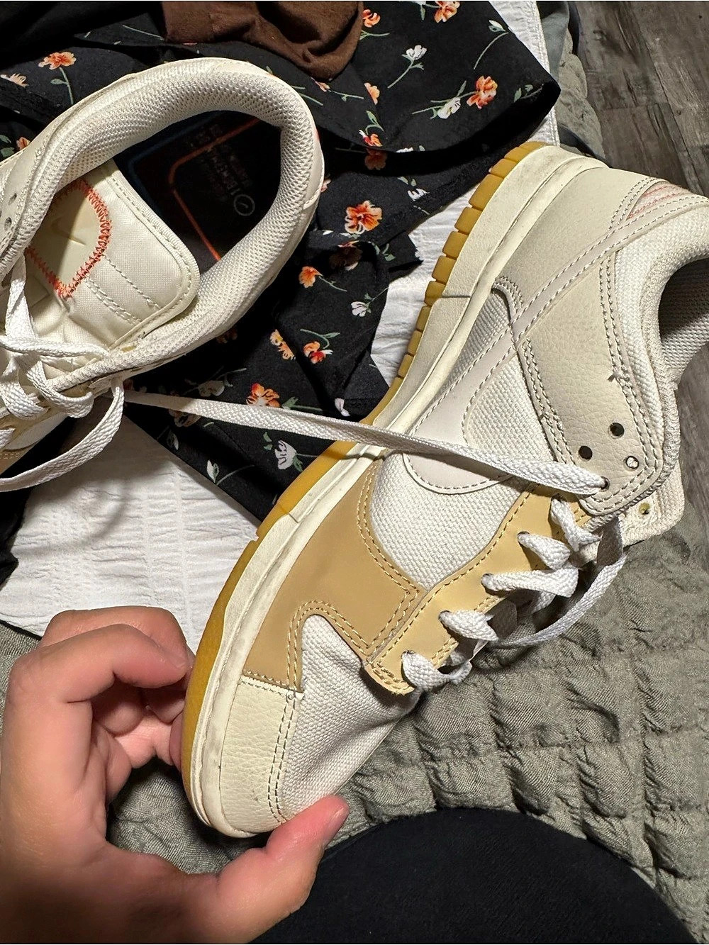 Nike Dunk High-Top Sneakers in Cream & Yellow